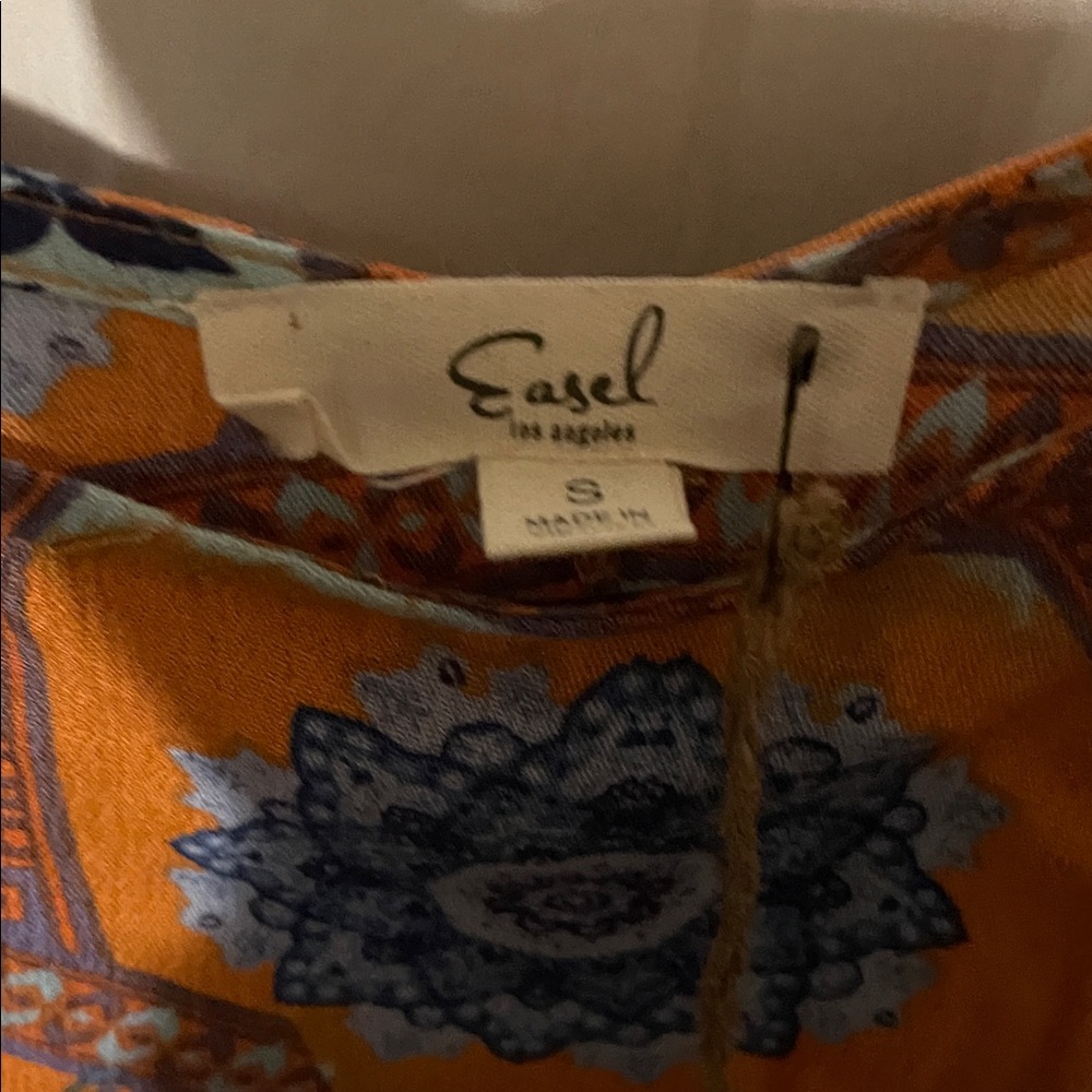 Bohemian Patchwork Blouse in Orange and Blue - Picture 2 of 9